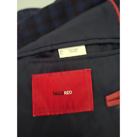 TailoRED  x Ermenegildo Zegna Cloth Plaid Wool Silk Sports Coat Size 56L Jacket - Picture 4 of 13